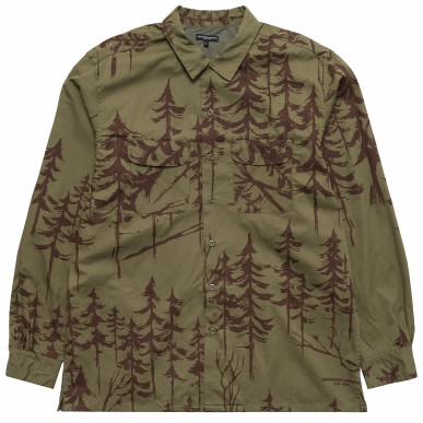 Olive Forest Print French Twill