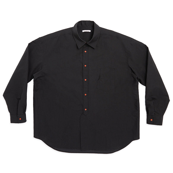 Рубашка S.K. MANOR HILL Savant Shirt - Black Coated Linen Cotton SS22