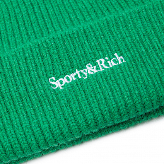 Шапка Sporty & Rich Serif Logo Beanie  SS23 от Sporty & Rich в интернет магазине www.traektoria.ru - 2 фото