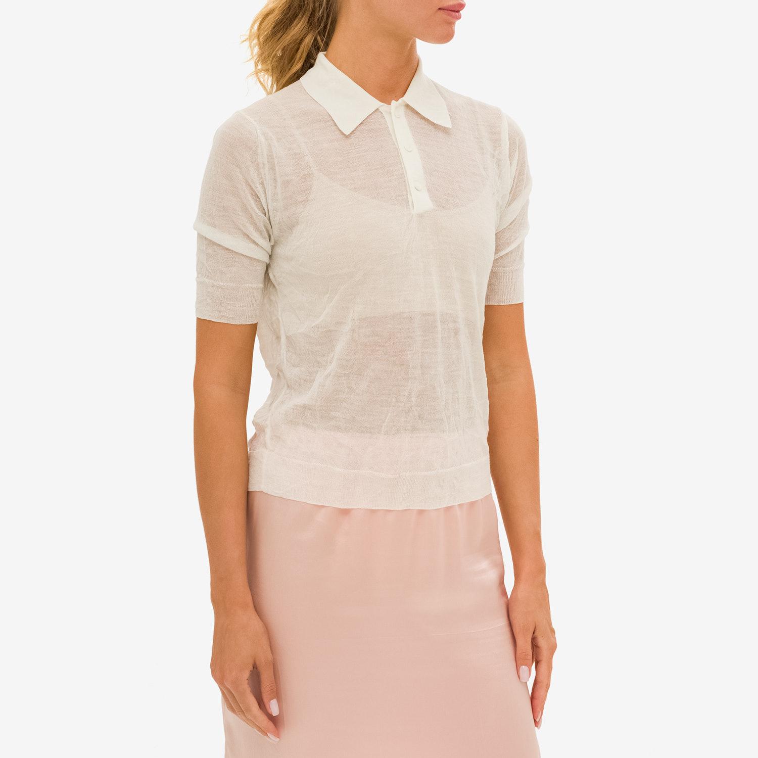 Поло AURALEE Wrinkled Wool Polyester High Gauge Knit Polo SS25